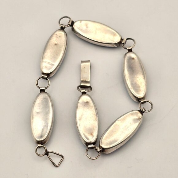 VTG Sterling Silver & Turquoise Link Tennis Bracelet 7" Southwestern - Picture 5 of 10